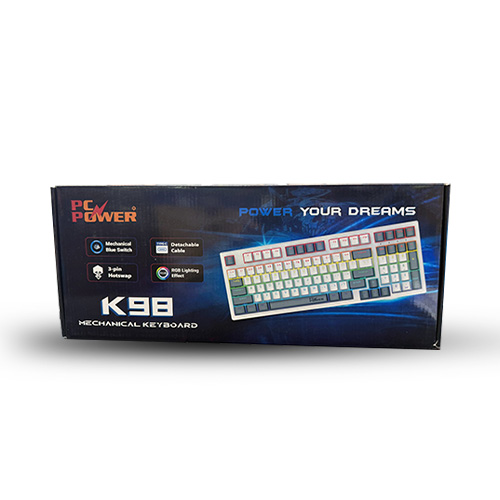 Pc Power K98 RGB White Mechanical Gaming Keyboard